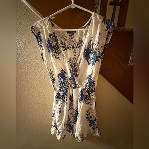 Sold!          Staccato- Floral Blue and White Women's Romper